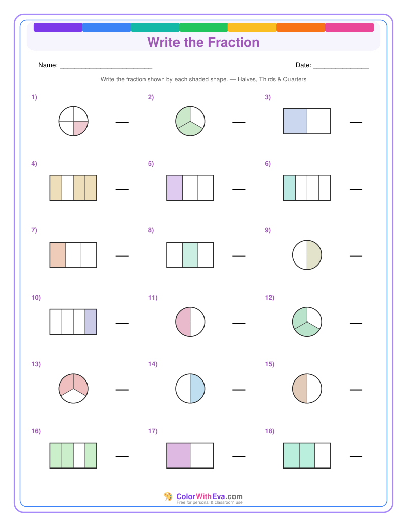 Write the Fraction: Level 2 (Set 1) thumbnail