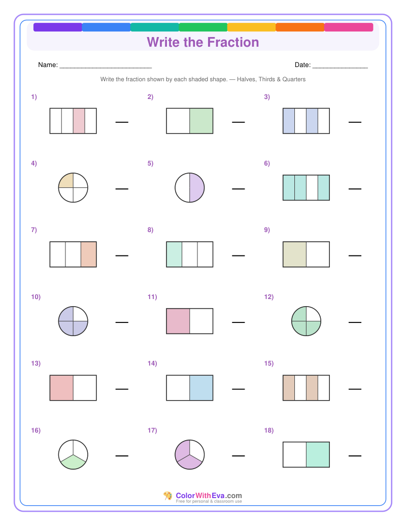 Write the Fraction: Level 2 (Set 2) thumbnail
