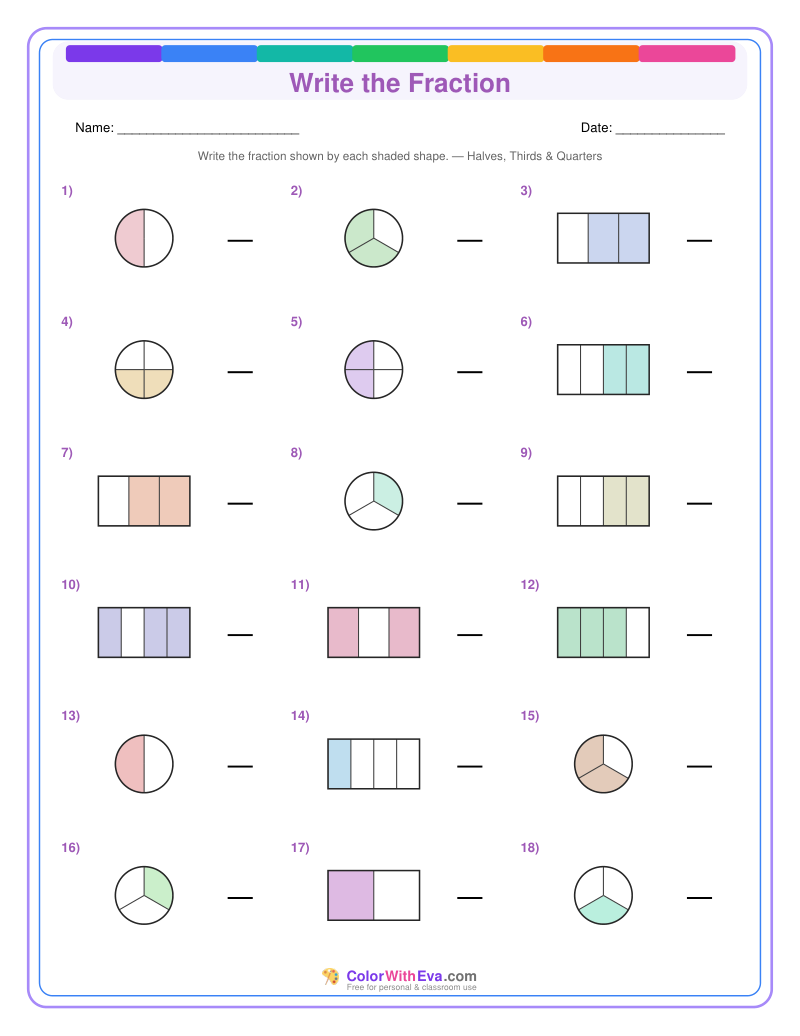 Write the Fraction: Level 2 (Set 3) thumbnail