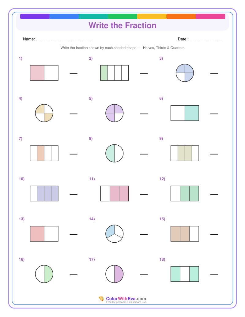 Write the Fraction: Level 2 (Set 4) thumbnail