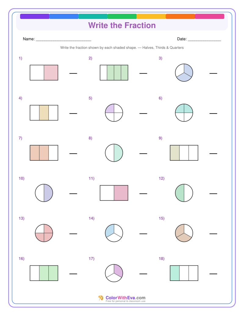 Write the Fraction: Level 2 (Set 5) thumbnail