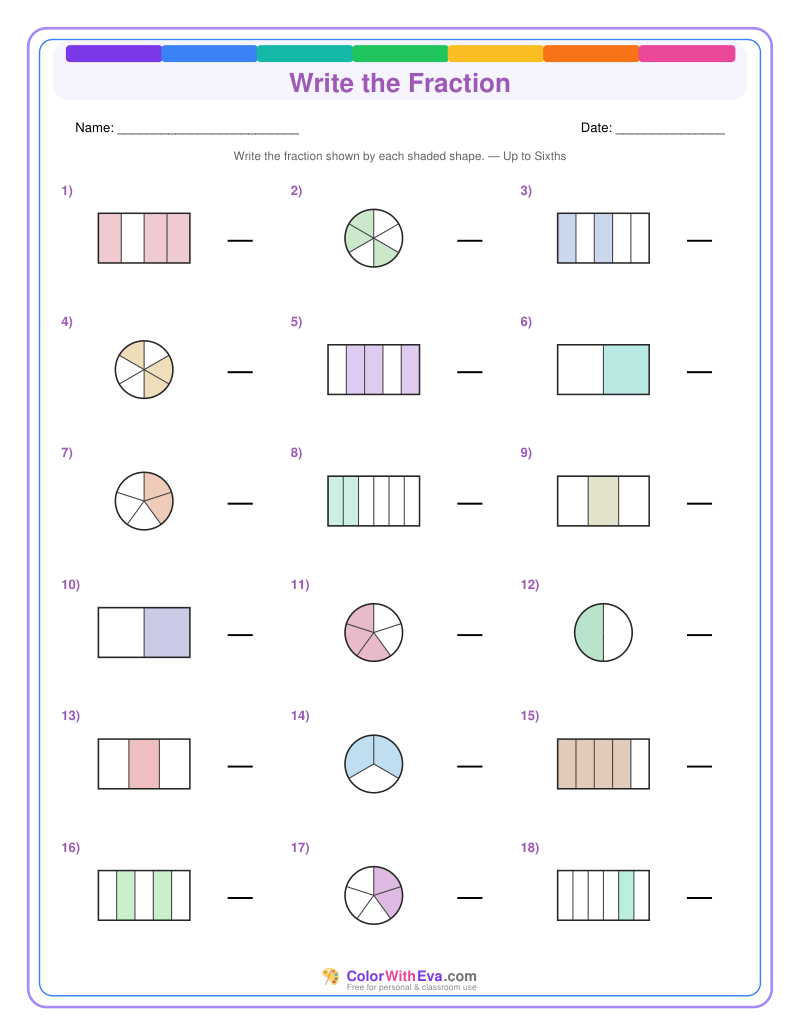 Write the Fraction: Level 3 (Set 1) thumbnail