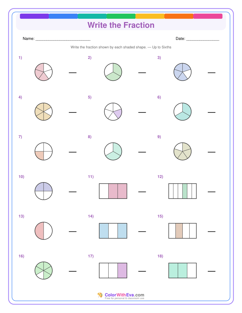 Write the Fraction: Level 3 (Set 2) thumbnail
