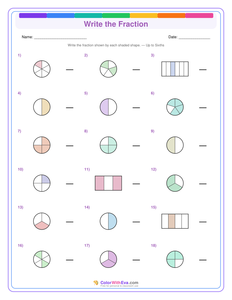 Write the Fraction: Level 3 (Set 3) thumbnail