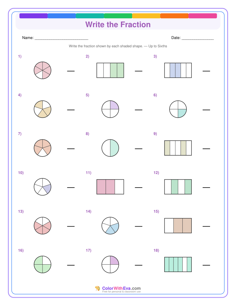 Write the Fraction: Level 3 (Set 4) thumbnail