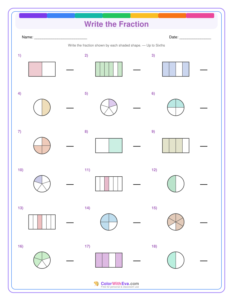 Write the Fraction: Level 3 (Set 5) thumbnail
