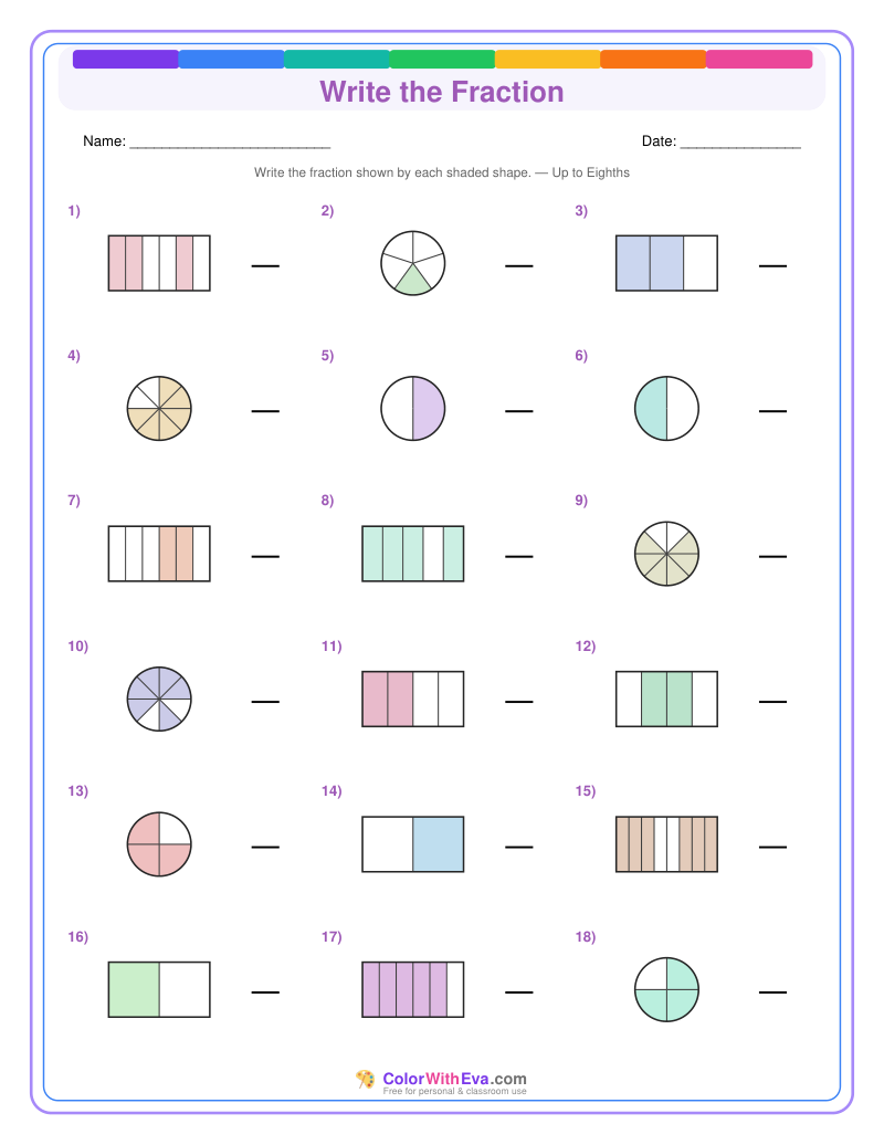 Write the Fraction: Level 4 (Set 2) thumbnail