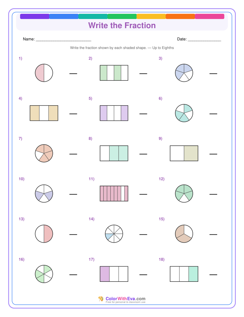 Write the Fraction: Level 4 (Set 3) thumbnail