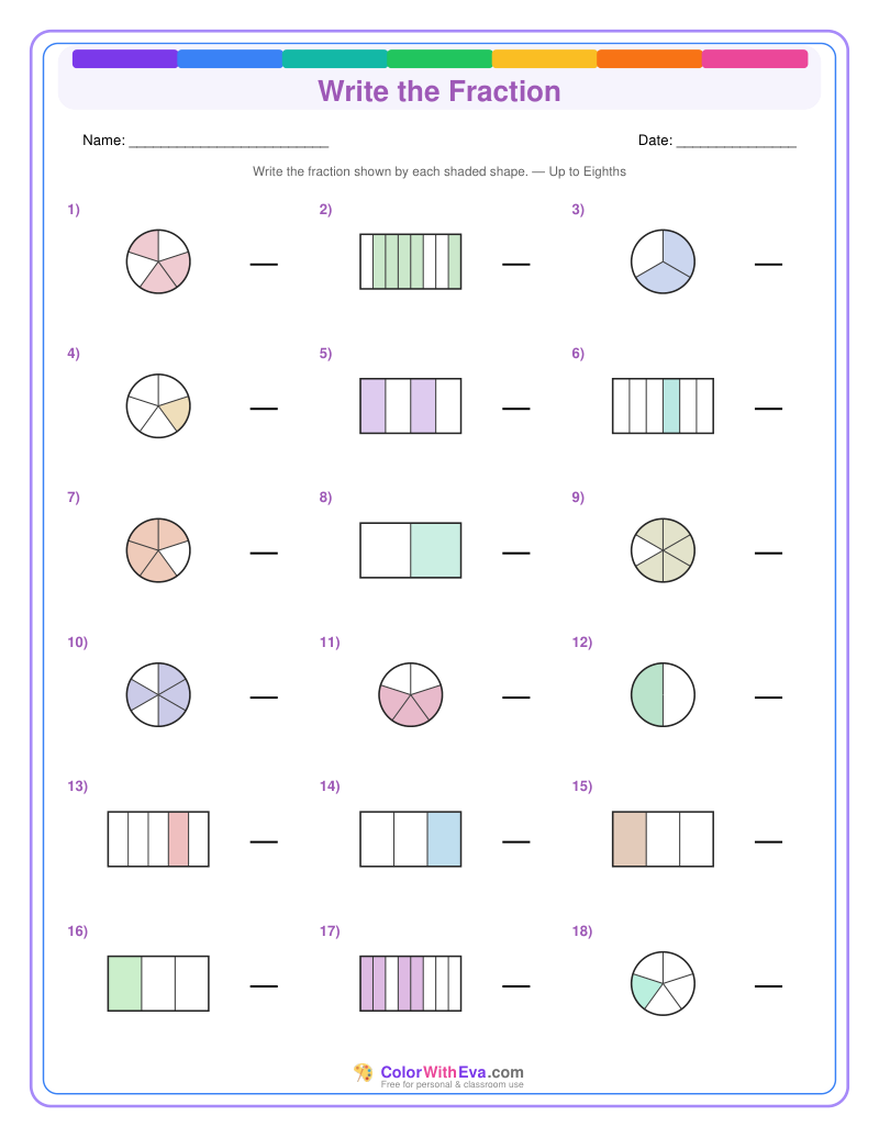 Write the Fraction: Level 4 (Set 5) thumbnail
