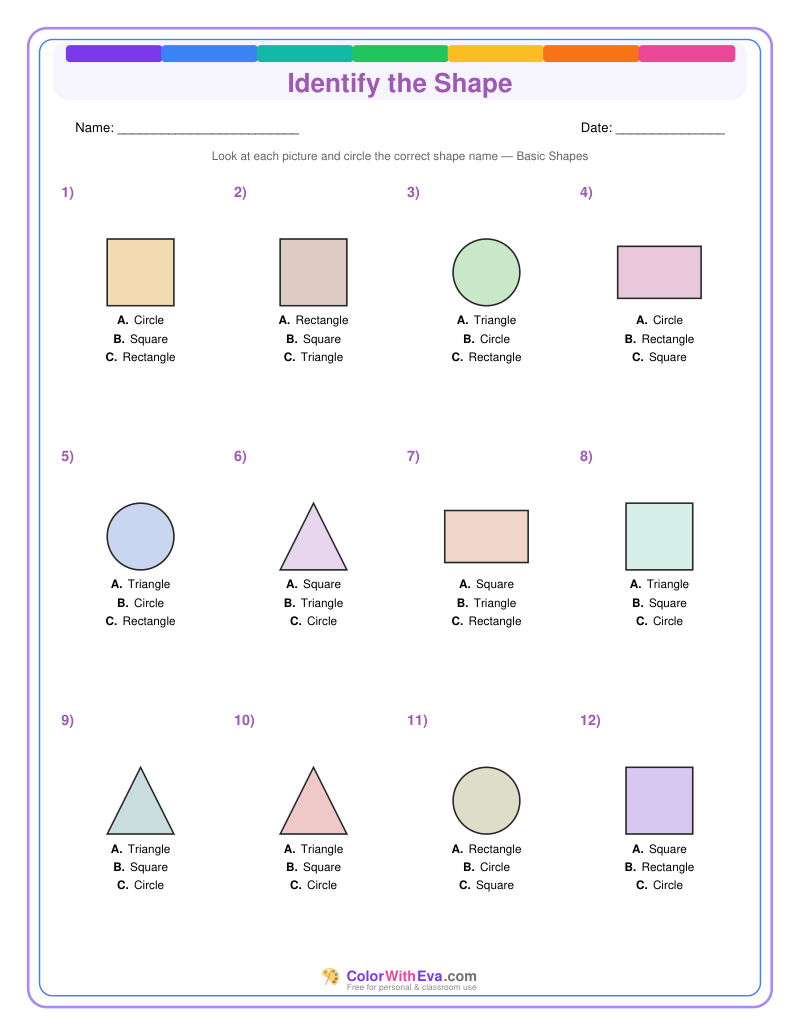 Identify the Shape: Level 1 (Set 1) preview