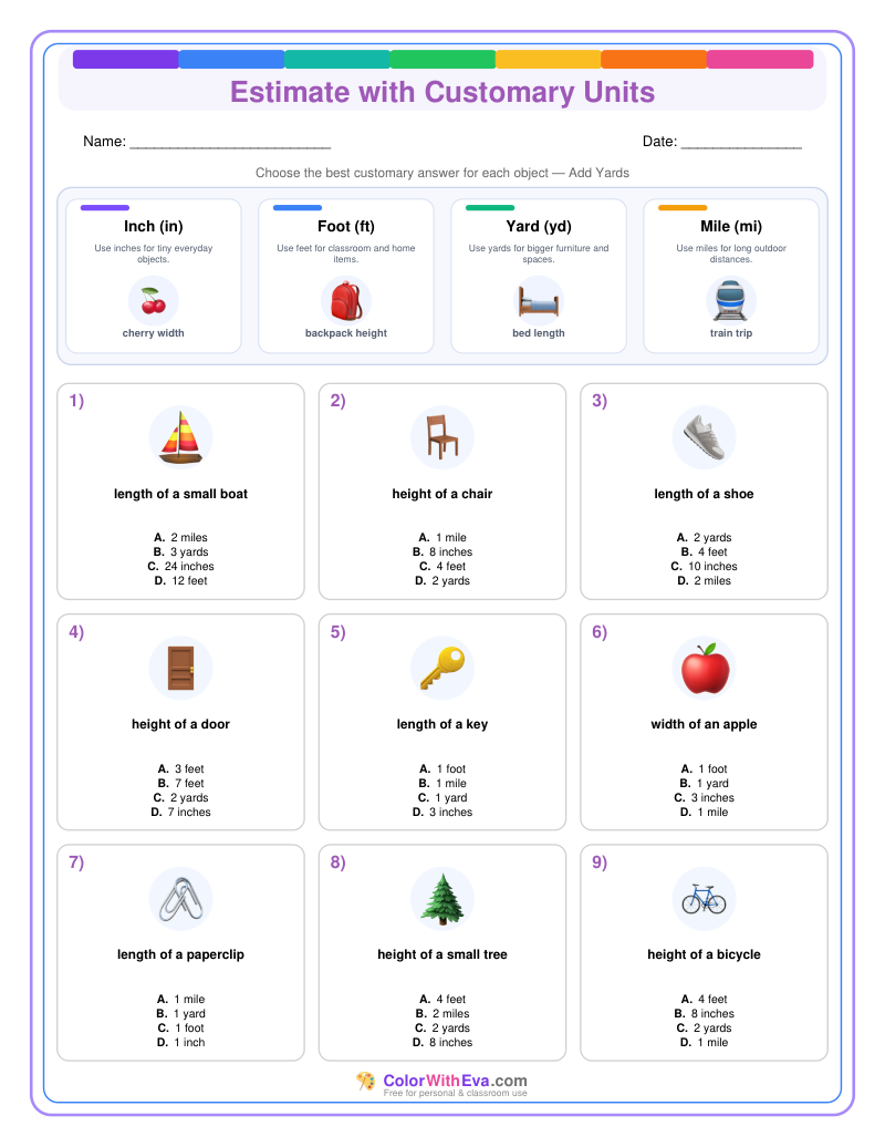Customary Measurement Estimates: Level 2 (Set 1) thumbnail