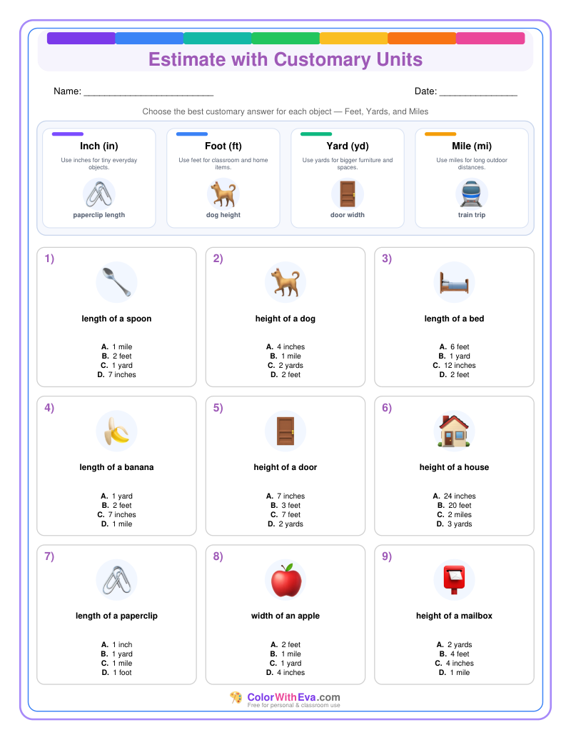 Customary Measurement Estimates: Level 3 (Set 1) thumbnail