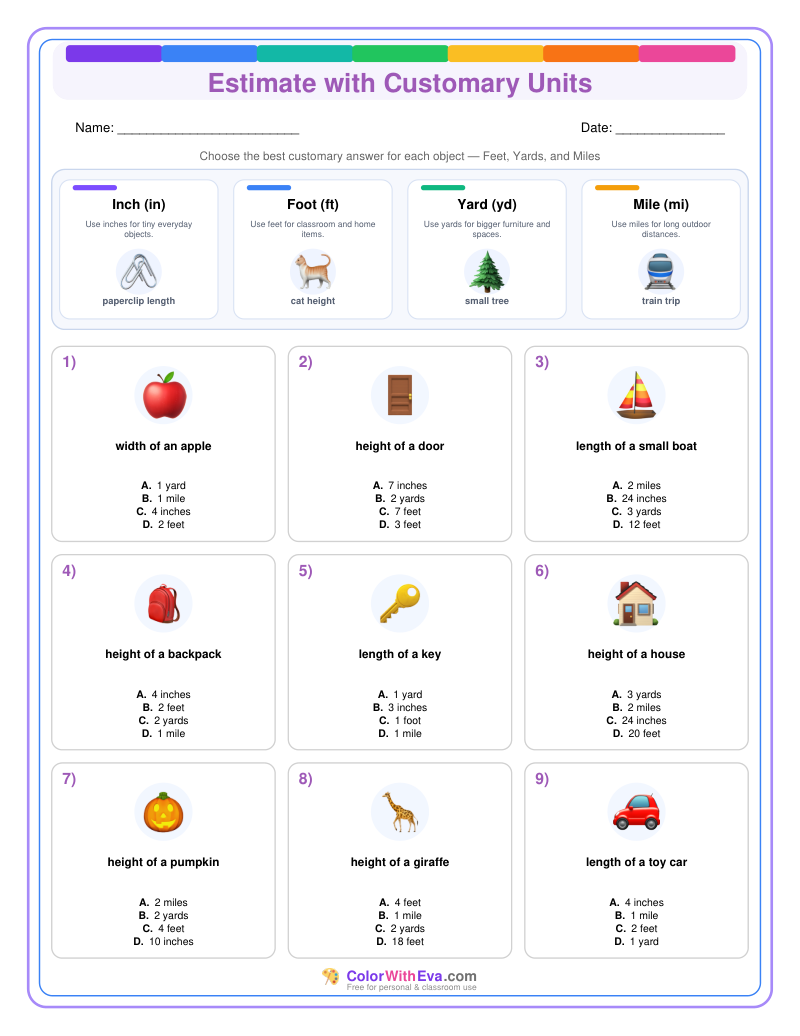 Customary Measurement Estimates: Level 3 (Set 2) thumbnail