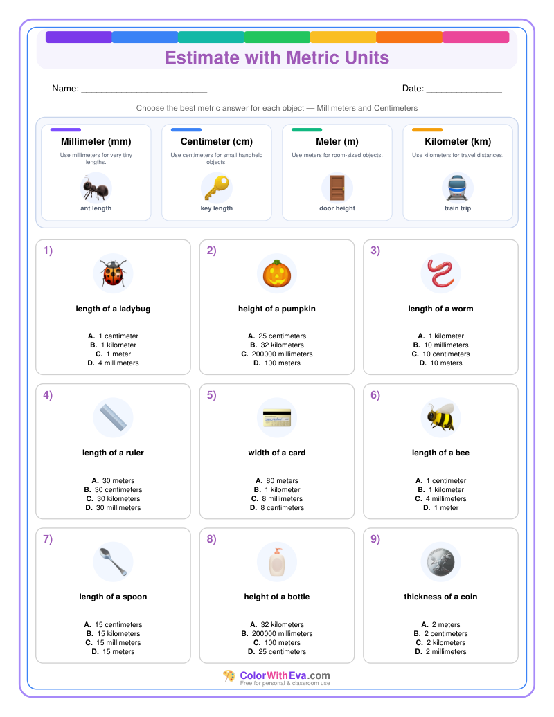 Metric Measurement Estimates: Level 1 (Set 1) thumbnail