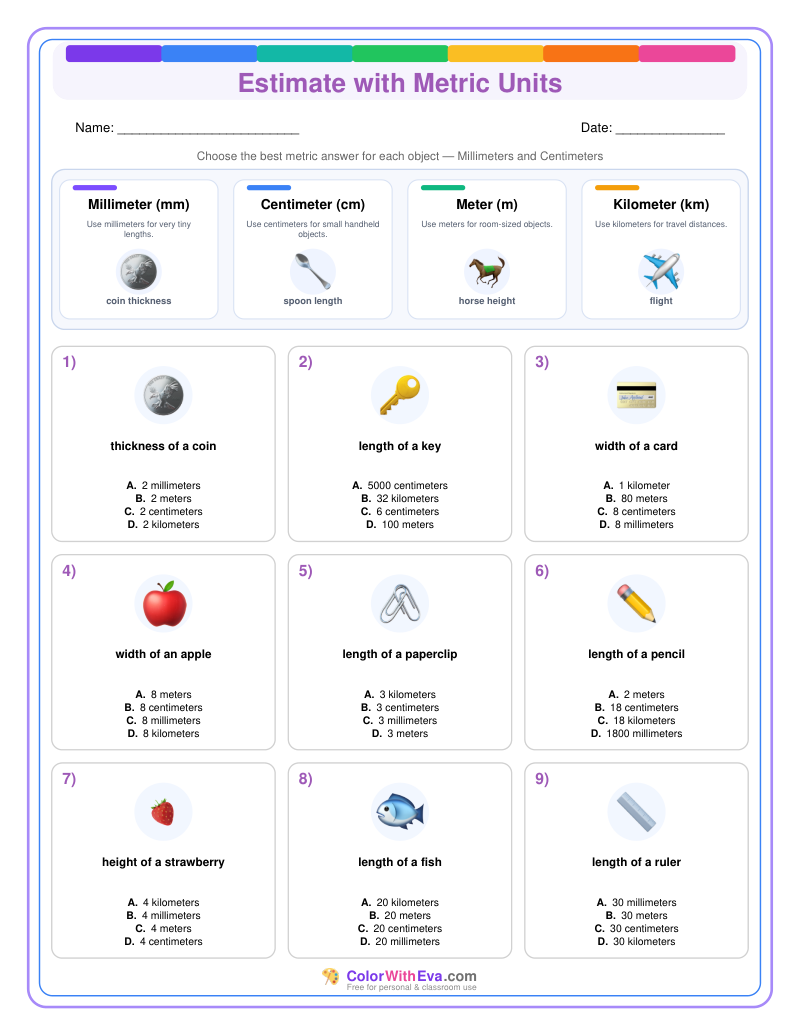 Metric Measurement Estimates: Level 1 (Set 2) thumbnail
