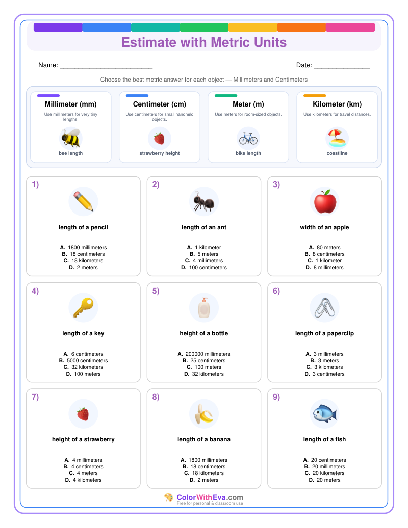 Metric Measurement Estimates: Level 1 (Set 3) thumbnail