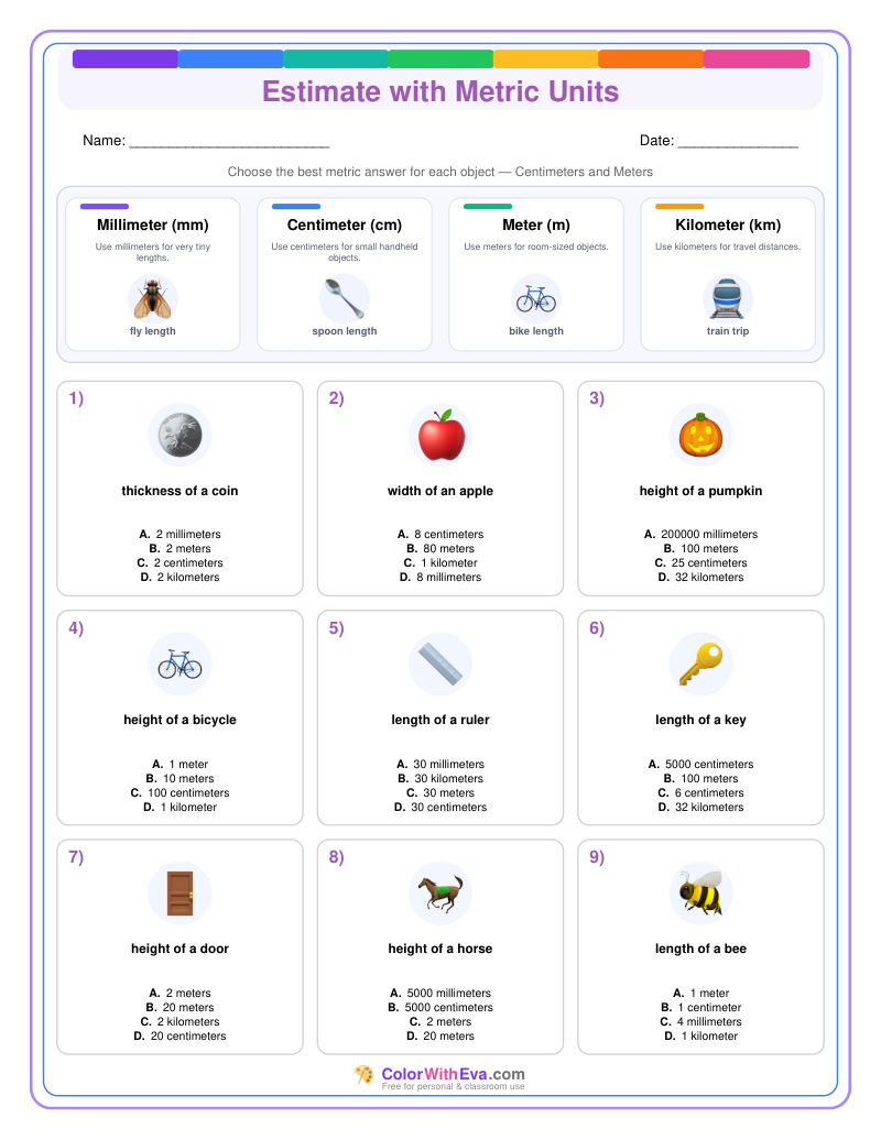 Metric Measurement Estimates: Level 2 (Set 1) thumbnail