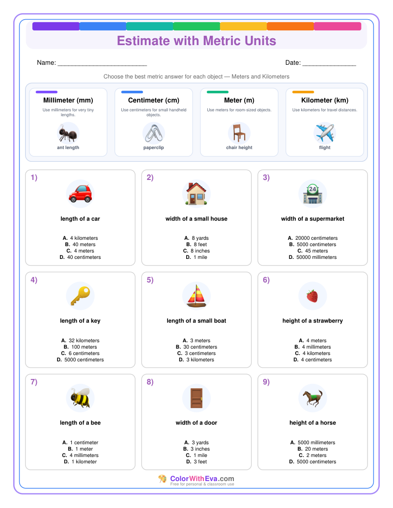 Metric Measurement Estimates: Level 3 (Set 1) thumbnail
