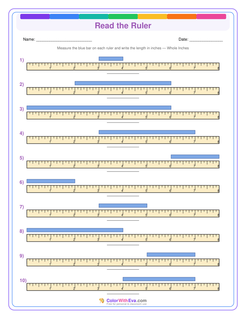 Ruler Measurement Practice: Level 1 (Set 5) thumbnail