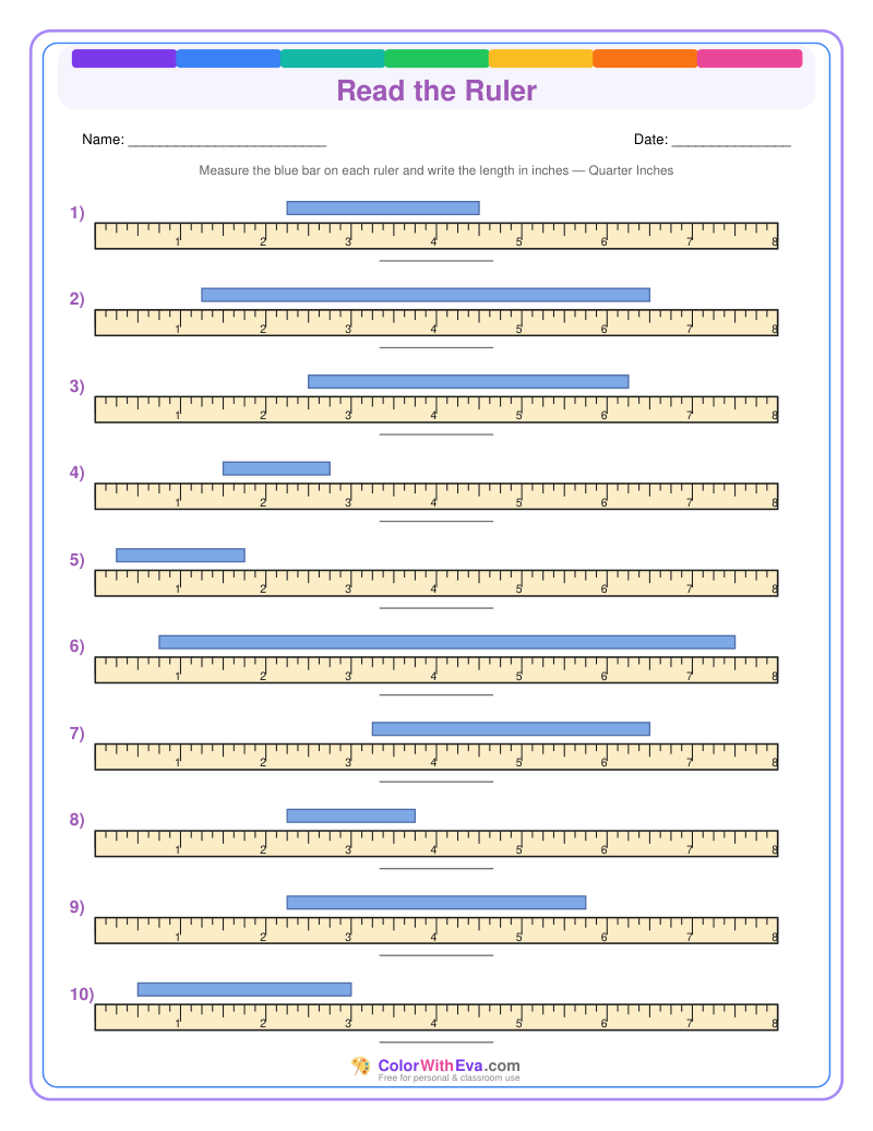 Ruler Measurement Practice: Level 3 (Set 4) thumbnail