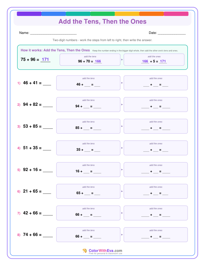 Add the Tens, Then the Ones: Addition Level 2 (Set 1) thumbnail