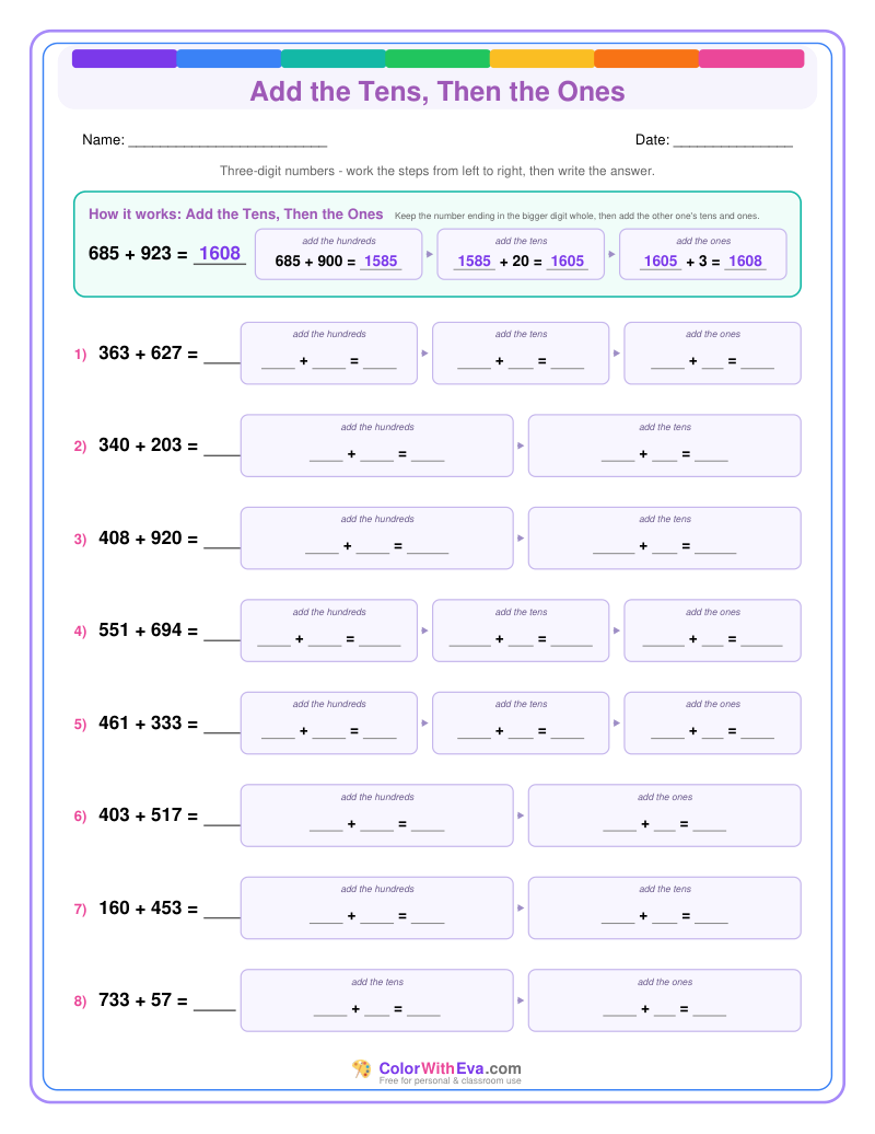 Add the Tens, Then the Ones: Addition Level 3 (Set 1) thumbnail