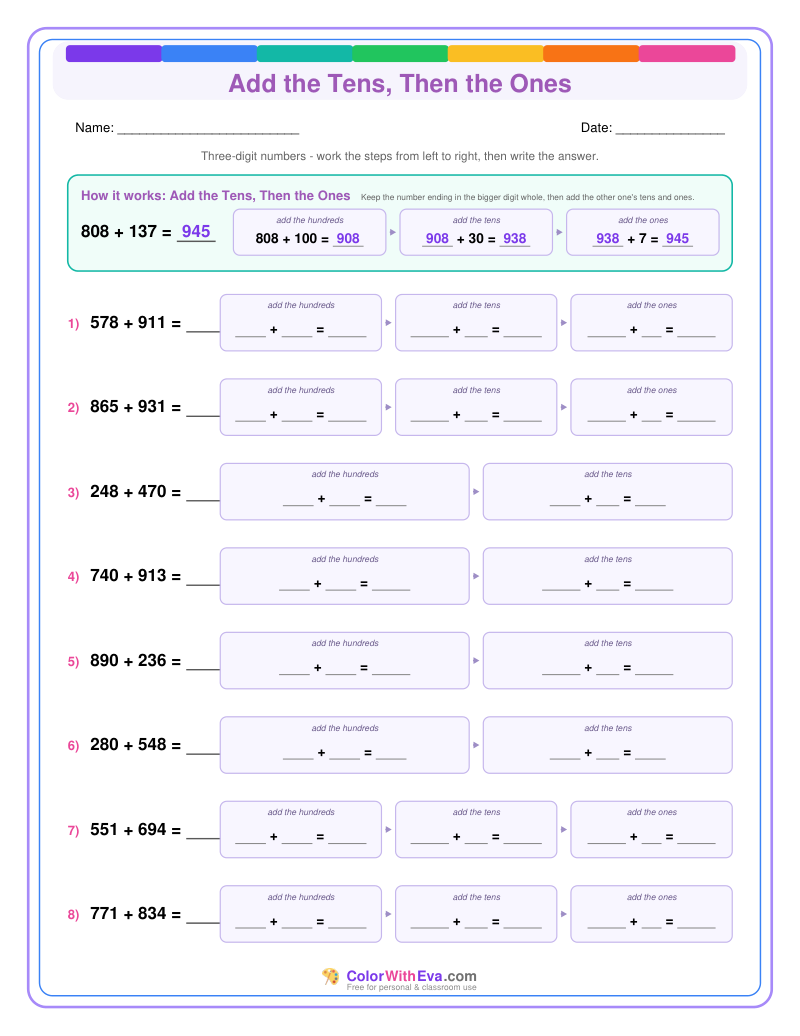 Add the Tens, Then the Ones: Addition Level 3 (Set 2) thumbnail