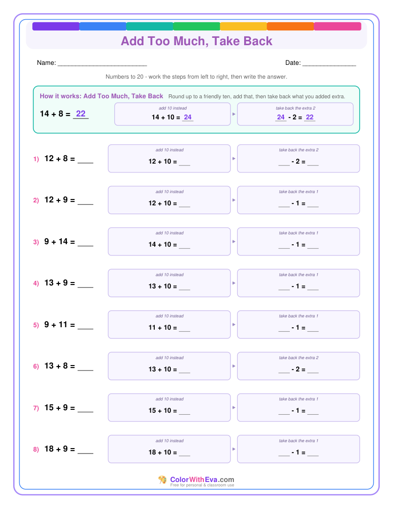 Add Too Much, Take Back: Addition Level 1 (Set 1) thumbnail