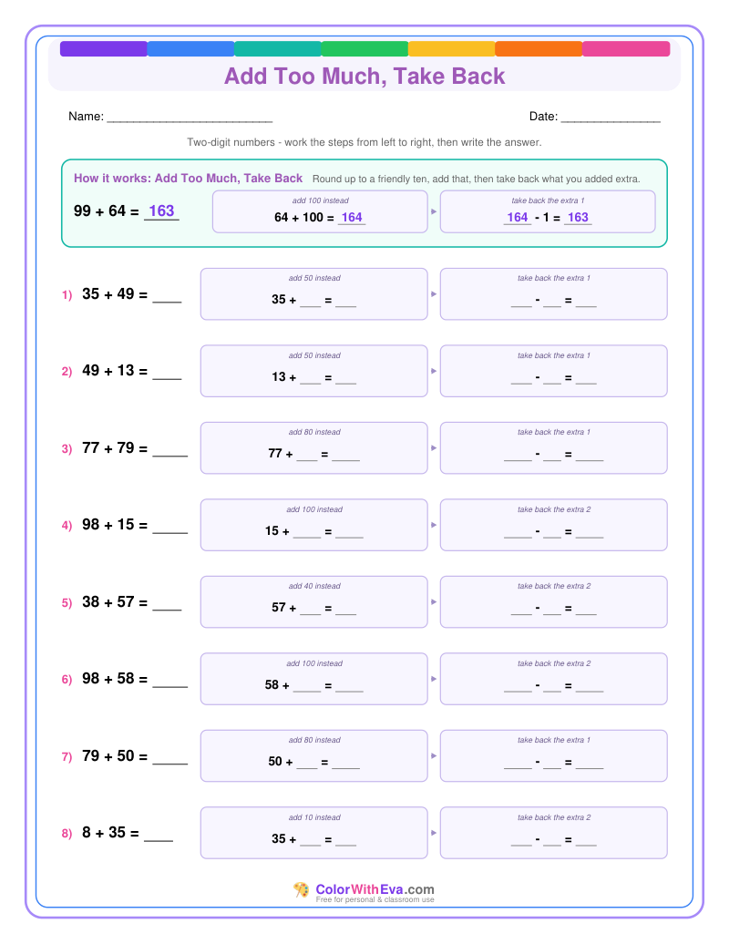 Add Too Much, Take Back: Addition Level 2 (Set 1) thumbnail