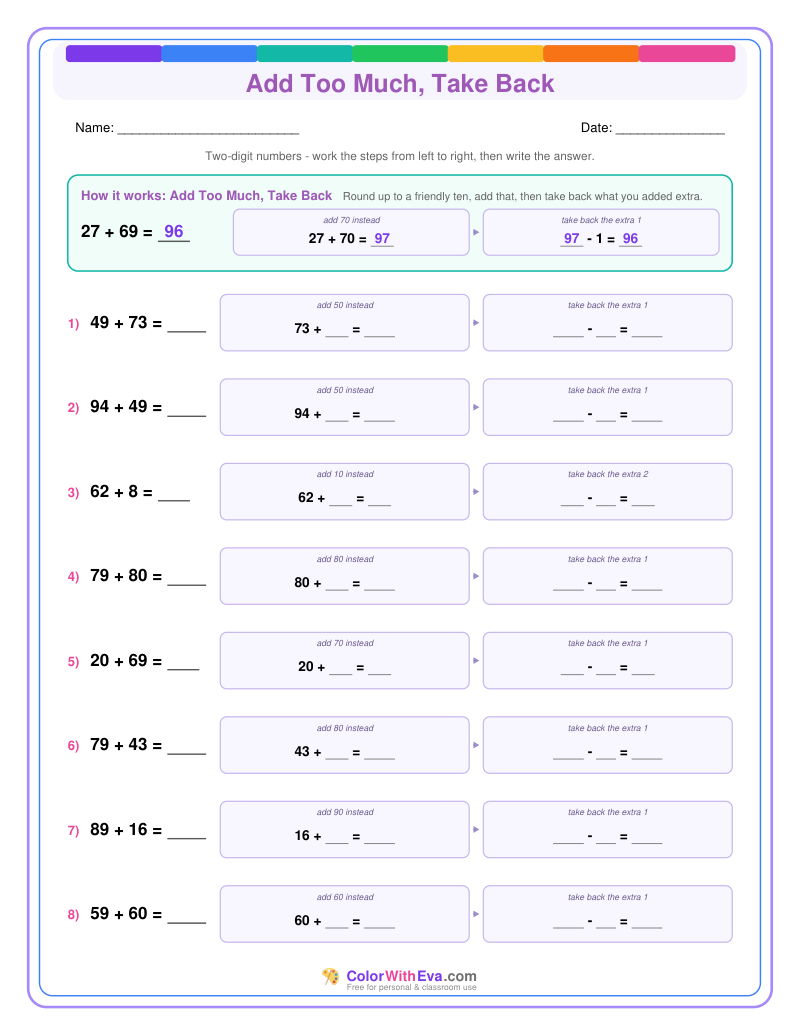 Add Too Much, Take Back: Addition Level 2 (Set 2) thumbnail