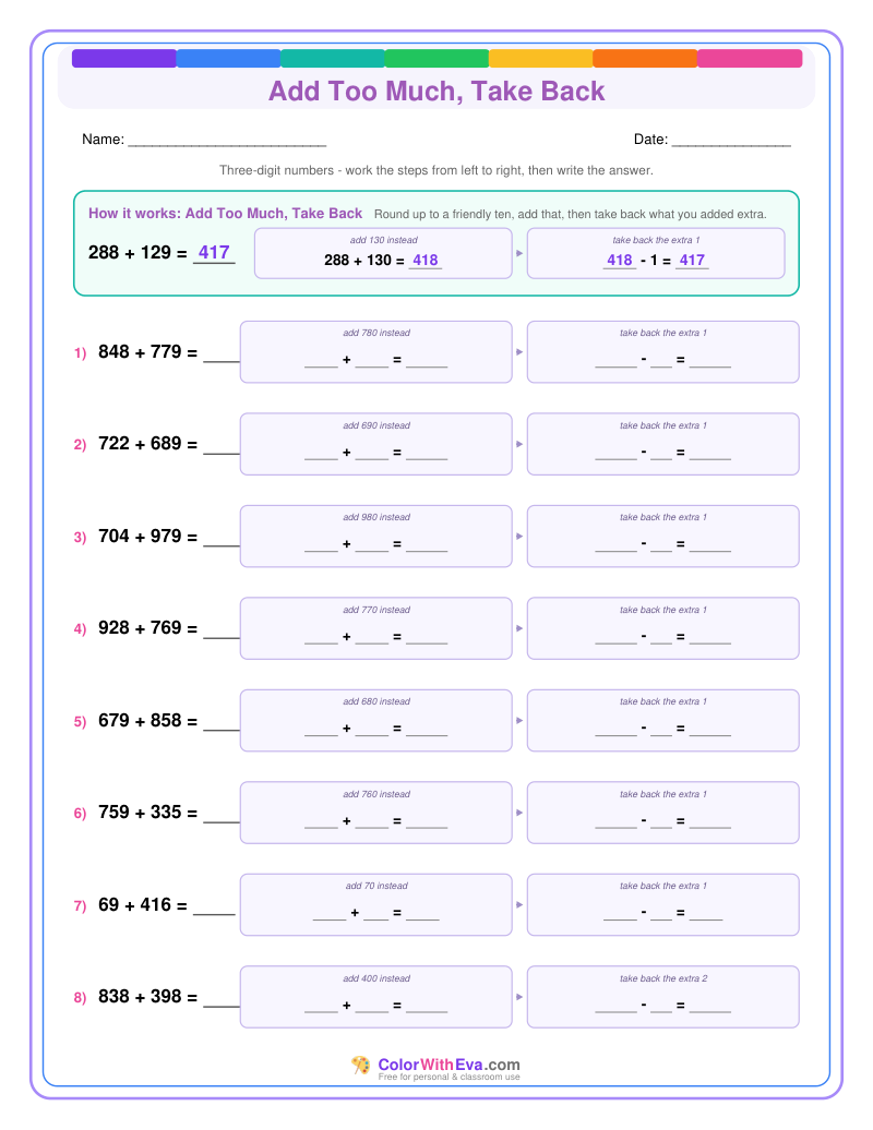 Add Too Much, Take Back: Addition Level 3 (Set 2) thumbnail