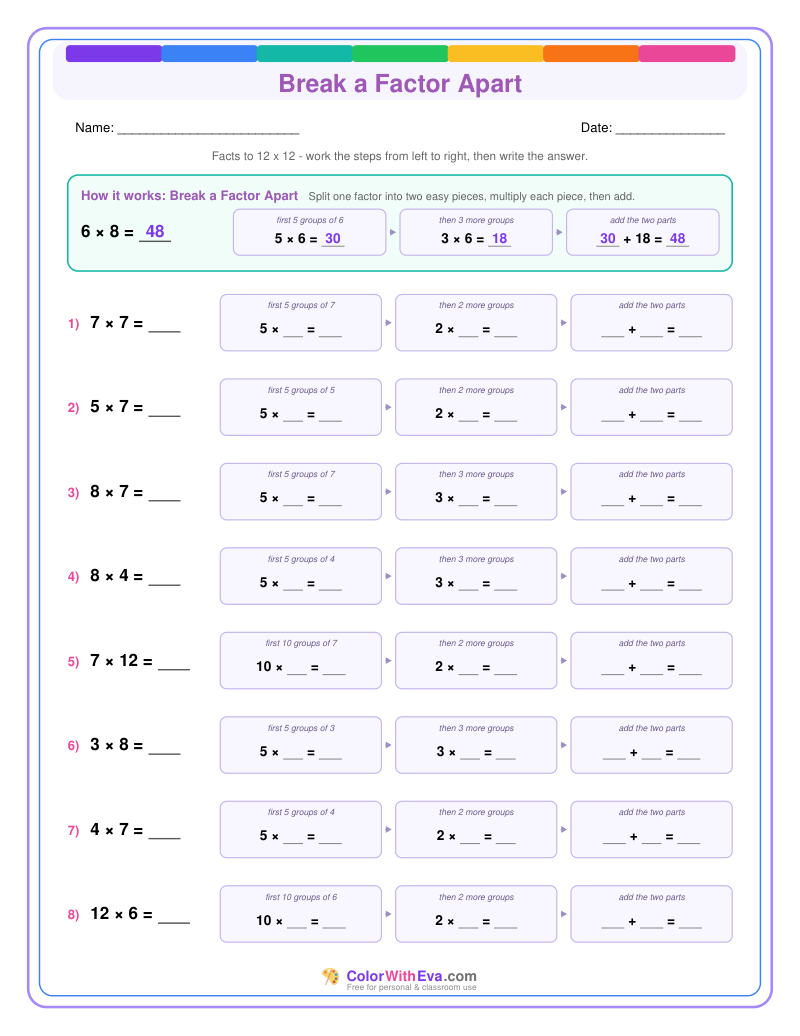 Break a Factor Apart: Multiplication Level 2 (Set 1) thumbnail