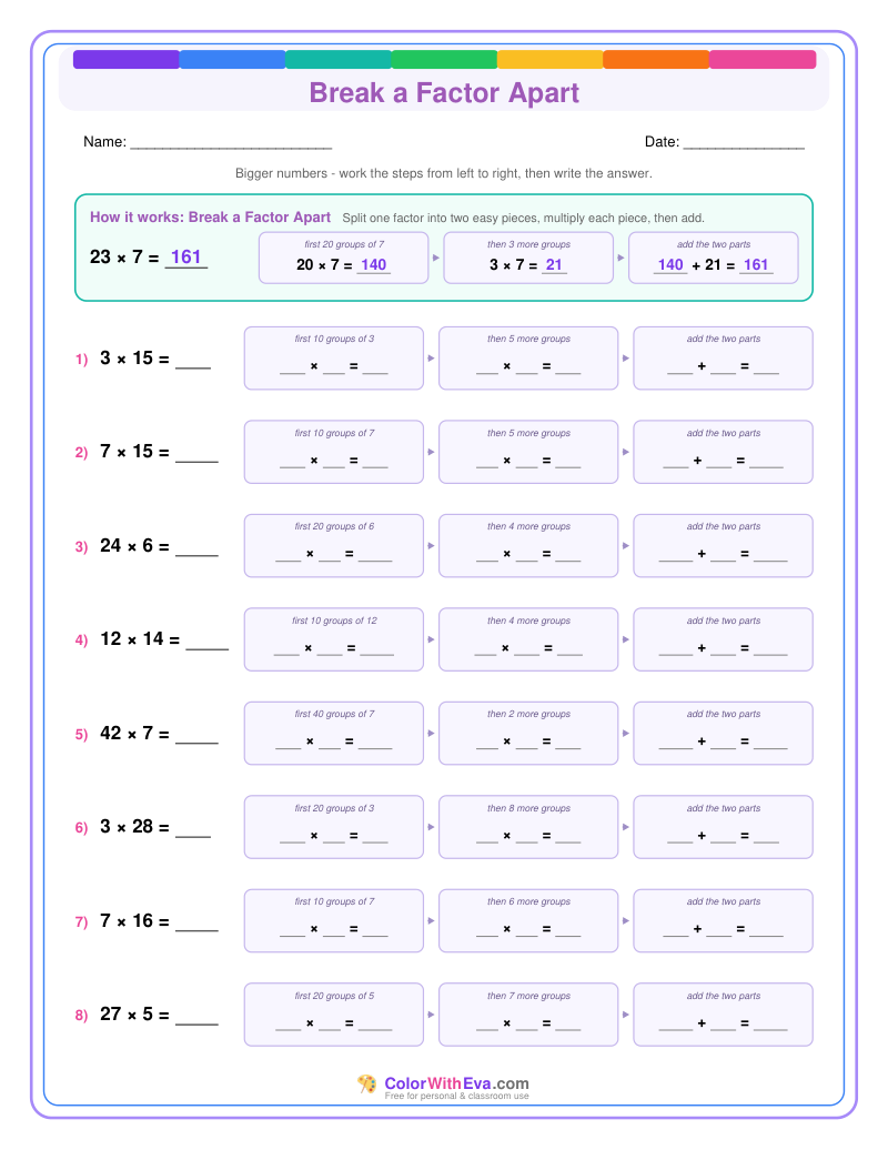 Break a Factor Apart: Multiplication Level 3 (Set 1) thumbnail