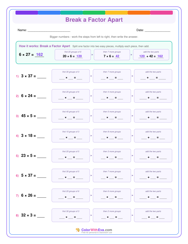 Break a Factor Apart: Multiplication Level 3 (Set 2) thumbnail