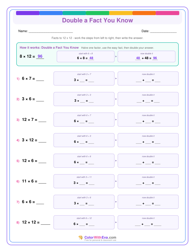 Double a Fact You Know: Multiplication Level 2 (Set 2) thumbnail
