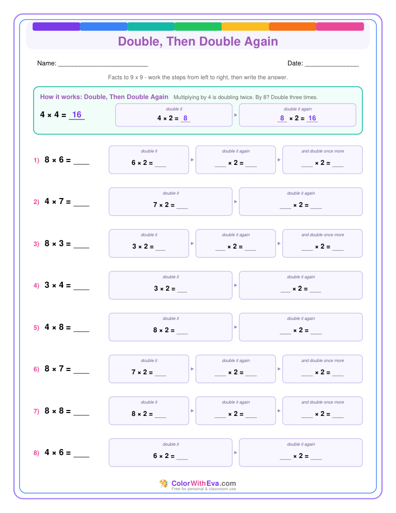 Double, Then Double Again: Multiplication Level 1 (Set 2) thumbnail