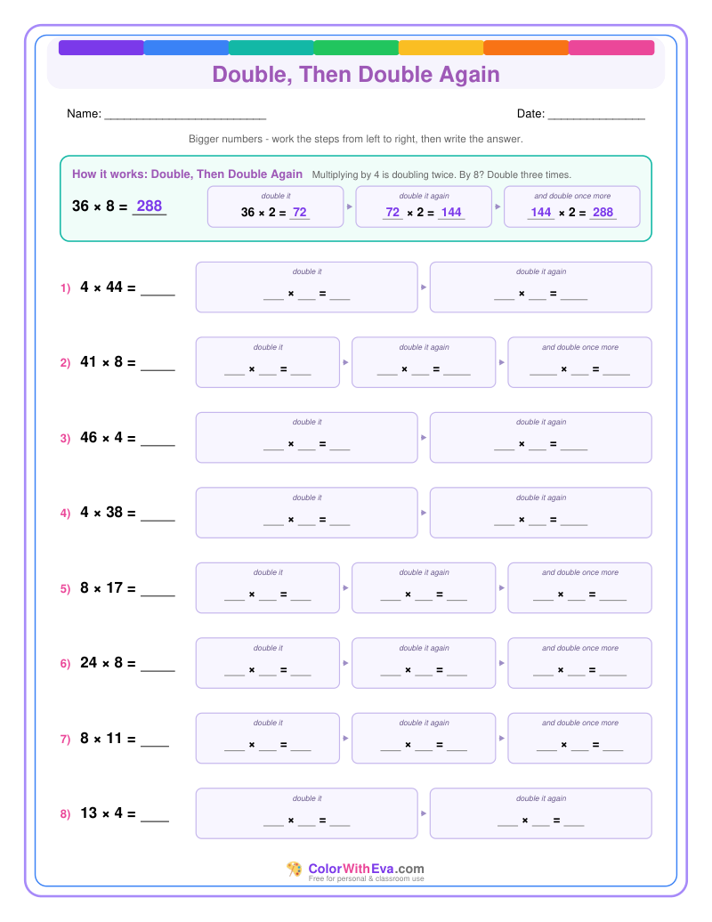 Double, Then Double Again: Multiplication Level 3 (Set 1) preview