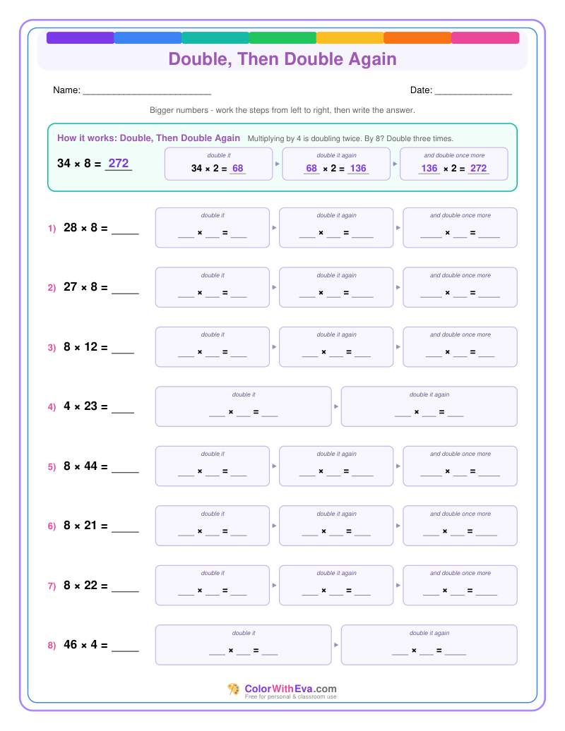 Double, Then Double Again: Multiplication Level 3 (Set 2) preview