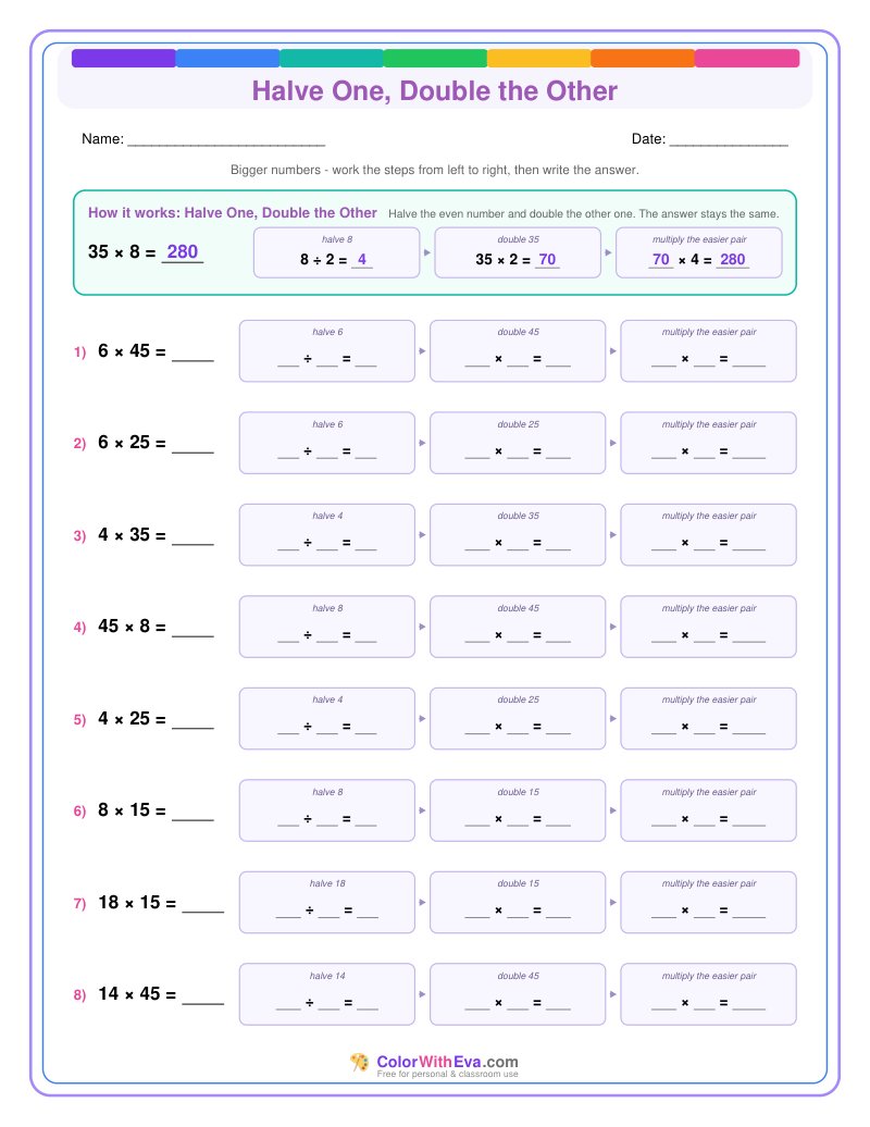 Halve One, Double the Other: Multiplication Level 3 (Set 2) thumbnail