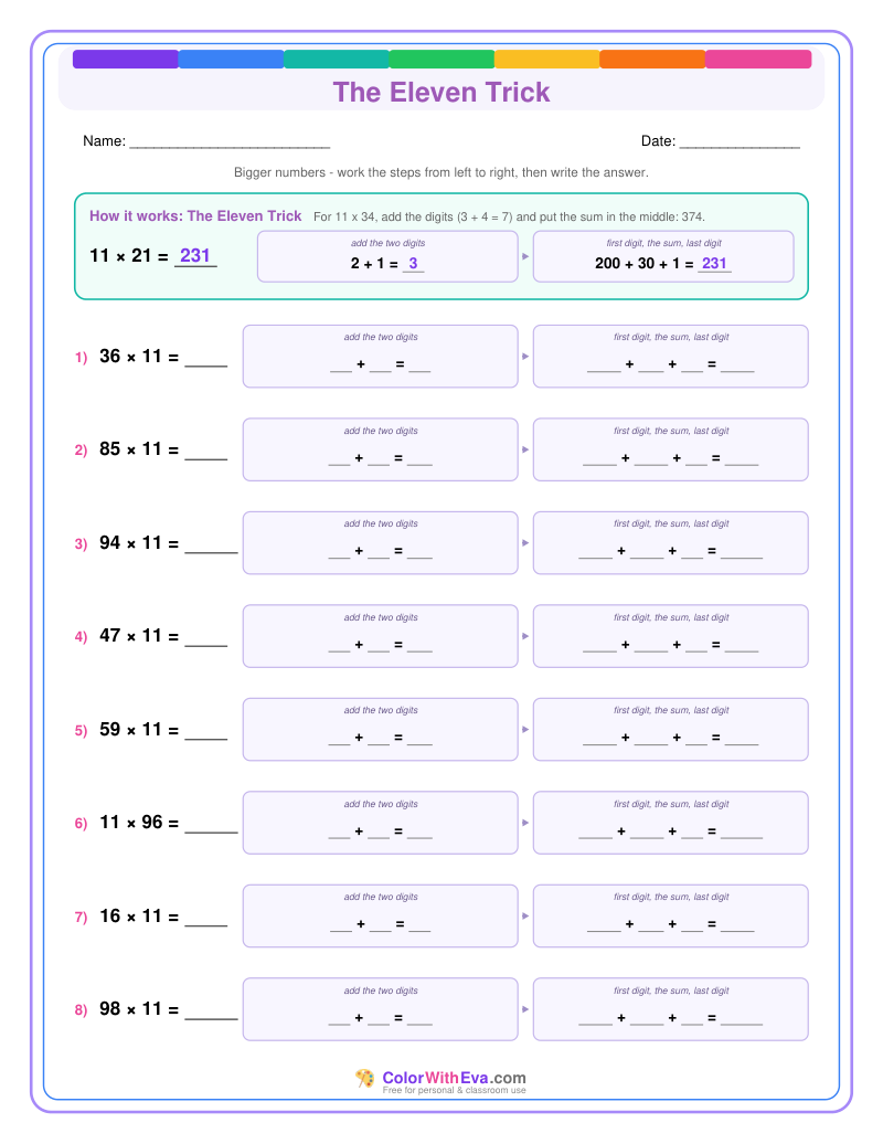 The Eleven Trick: Multiplication Level 3 (Set 2) thumbnail