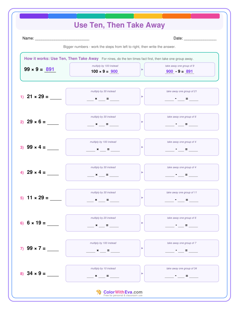 Use Ten, Then Take Away: Multiplication Level 3 (Set 2) thumbnail