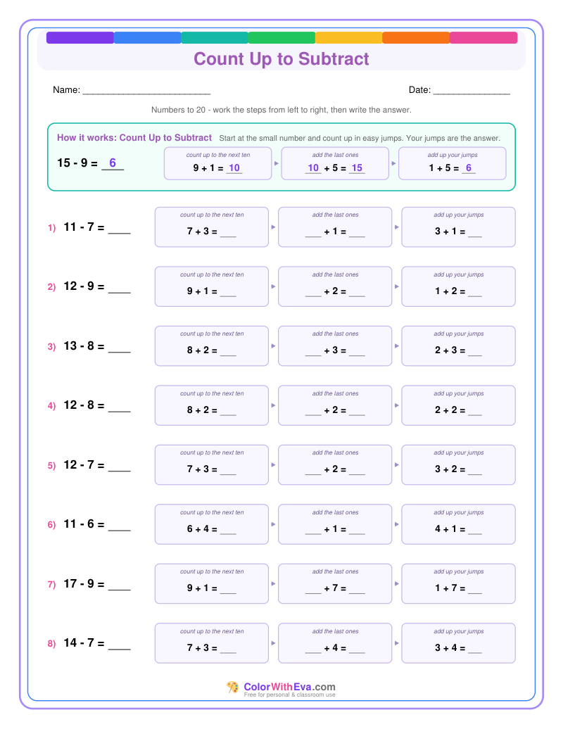 Count Up to Subtract: Subtraction Level 1 (Set 2) thumbnail