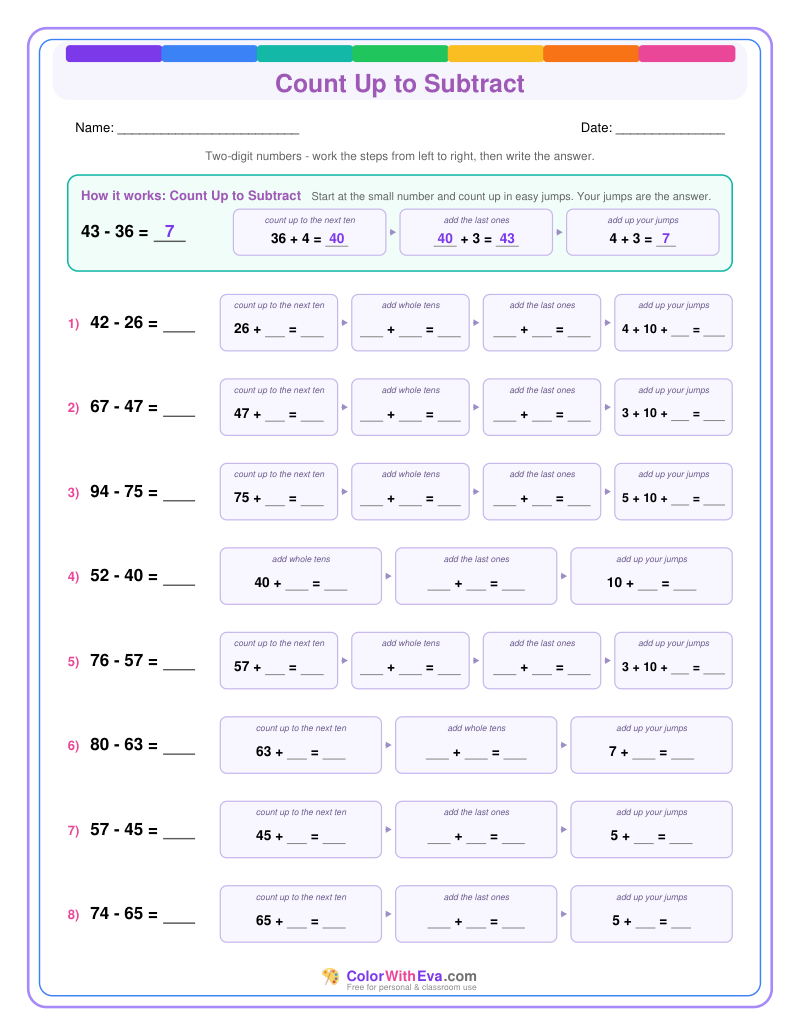 Count Up to Subtract: Subtraction Level 2 (Set 1) thumbnail