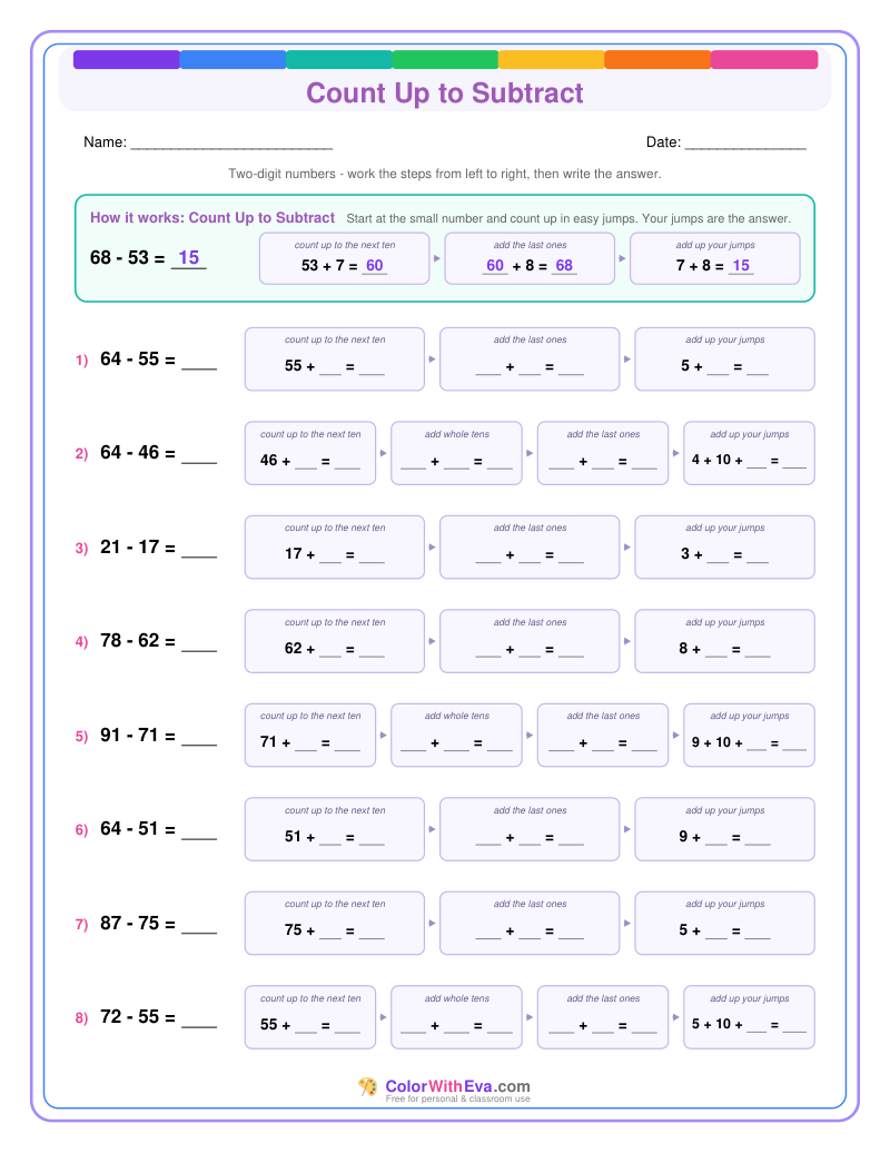 Count Up to Subtract: Subtraction Level 2 (Set 2) thumbnail