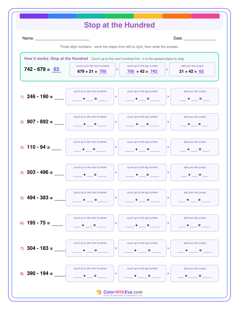 Stop at the Hundred: Subtraction Level 3 (Set 2) thumbnail