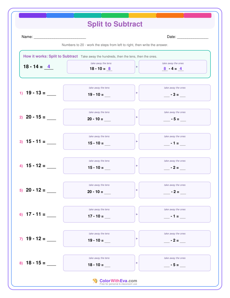 Split to Subtract: Subtraction Level 1 (Set 1) thumbnail