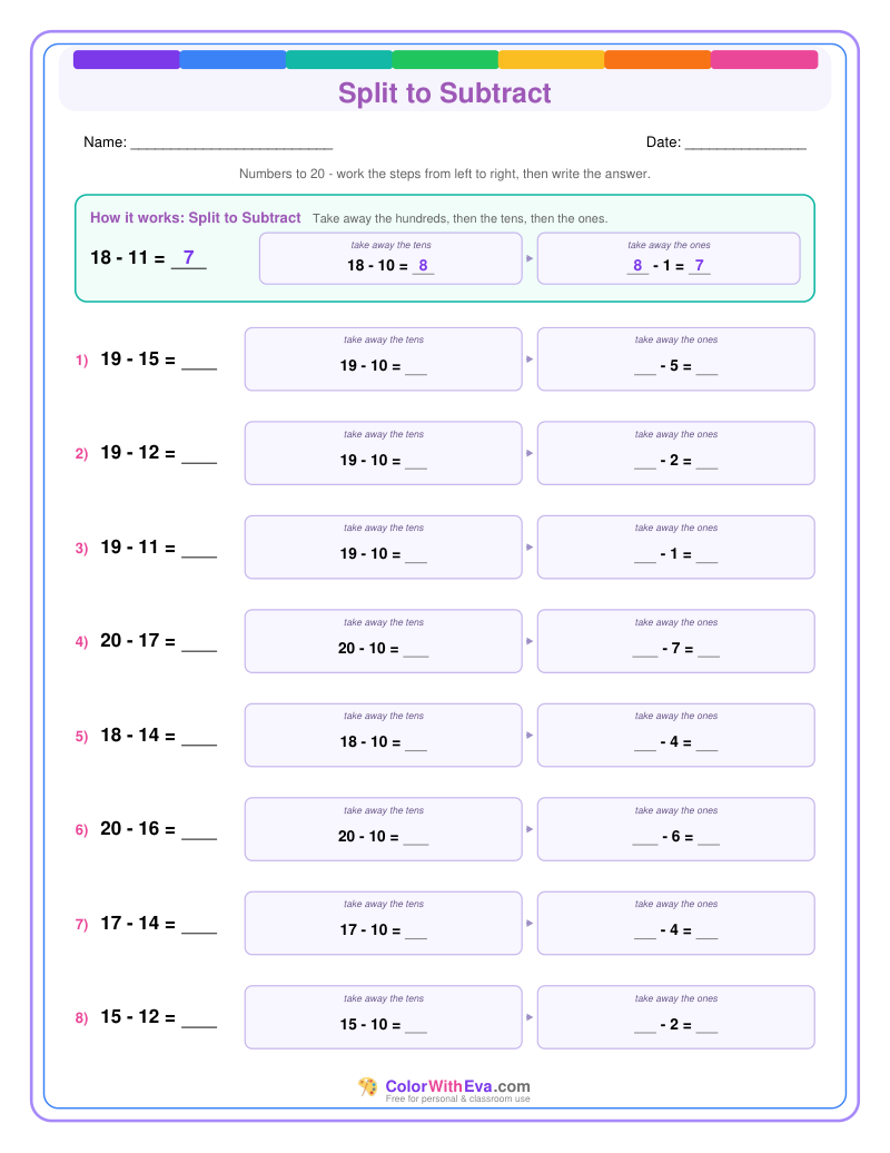 Split to Subtract: Subtraction Level 1 (Set 2) thumbnail