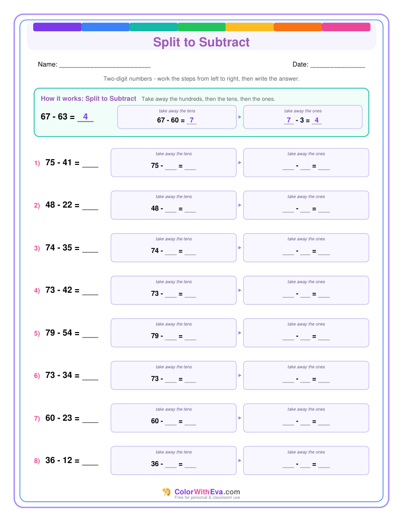 Split to Subtract: Subtraction Level 2 (Set 1) thumbnail