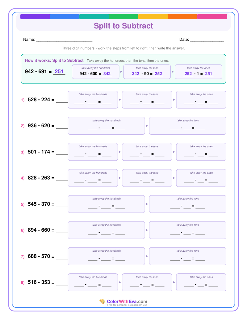 Split to Subtract: Subtraction Level 3 (Set 1) thumbnail