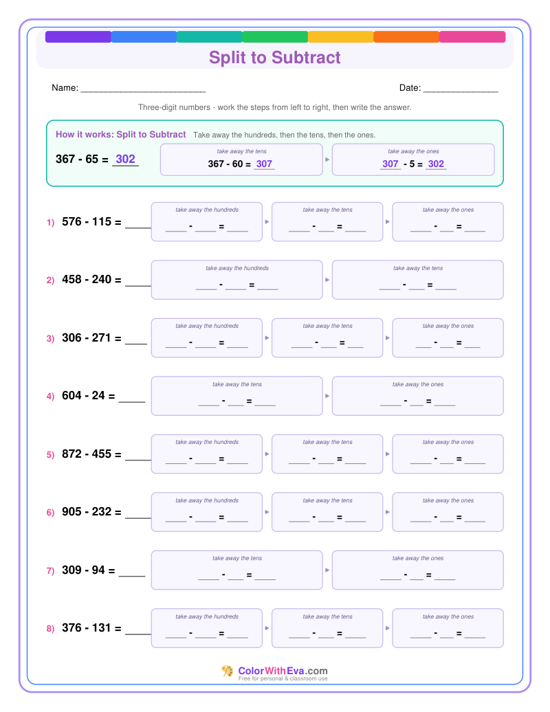 Split to Subtract: Subtraction Level 3 (Set 2) thumbnail